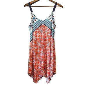 ND Intimates Orange Blue Medallion Print Casual Summer Dress